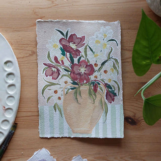 Striped Floral Vase