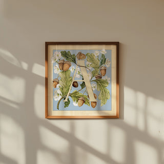 Letter A botanical nursery wall art print for child's bedroom.