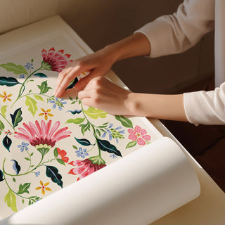 boho flora art print rolled 