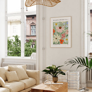 earthy floral wildflower print for living room, dining room, kitchen and bedroom walls