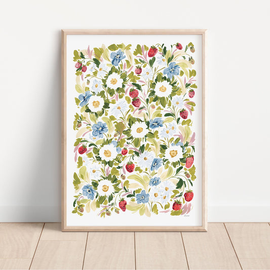 Garden Strawberries Art Print