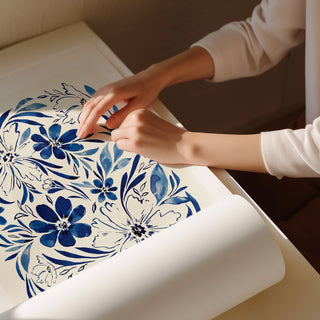 hepatica florals print rolled up