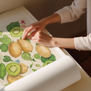 kiwi fruit print rolled up 