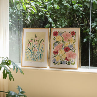 Petunia blooms x snowdrop fine art prints styled together 