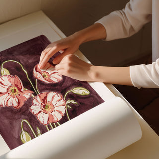 Poppy art print rolled image