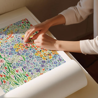 wild garden print rolled up