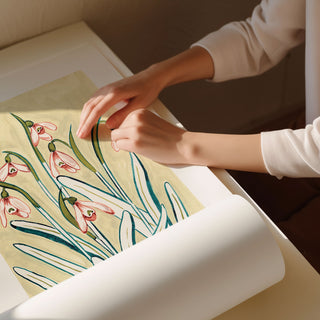 Snowdrop art print in A2 rolled
