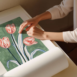 Rolled up tulip art print in A2