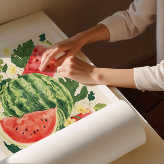 watermelon print rolled up