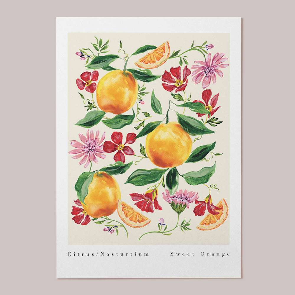 orange fruit botanical print for kitchen and dining area 