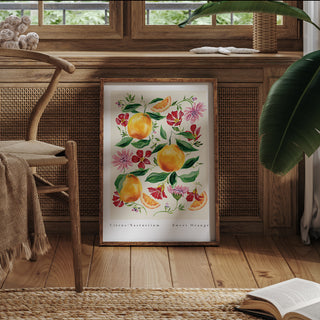 botanical vintage inspired fruit orange print 