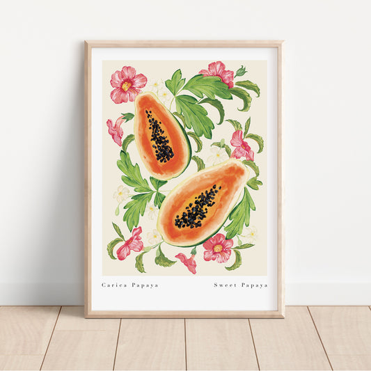 sweet papaya print originally hand painted with gouache