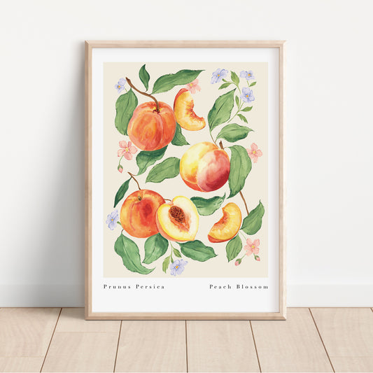peach blossom art print originally hand painted with gouache
