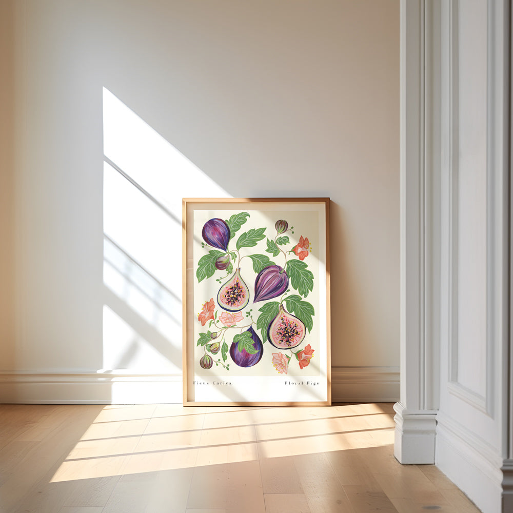 hand painted floral fig fruit wall art 
