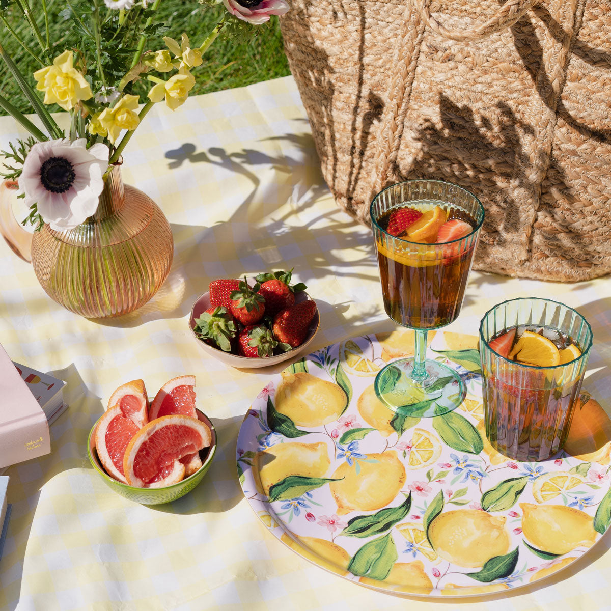 drinks summer tray lemon pattern 