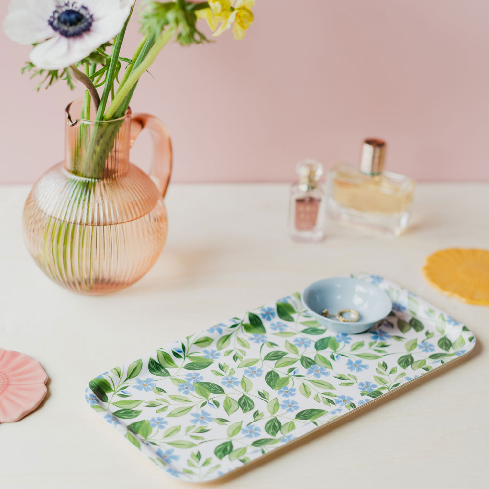 interior styled shot, tray holding trinket dish