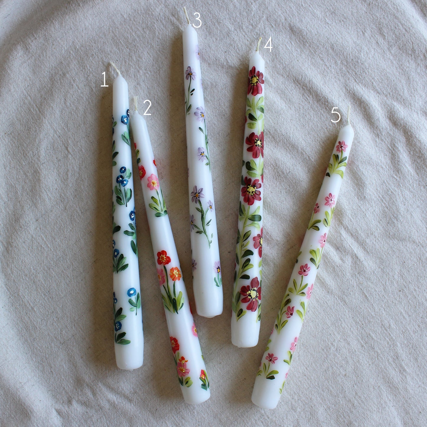 White Hand Painted Decorative Candles