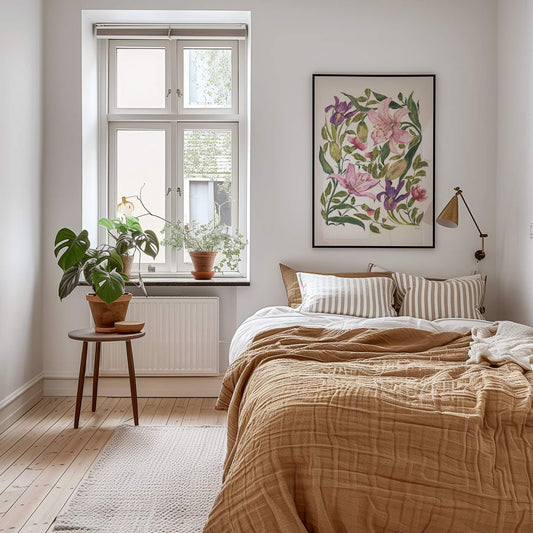 with love lily,botanical fine art print with lily, largest size in earthy bedroom