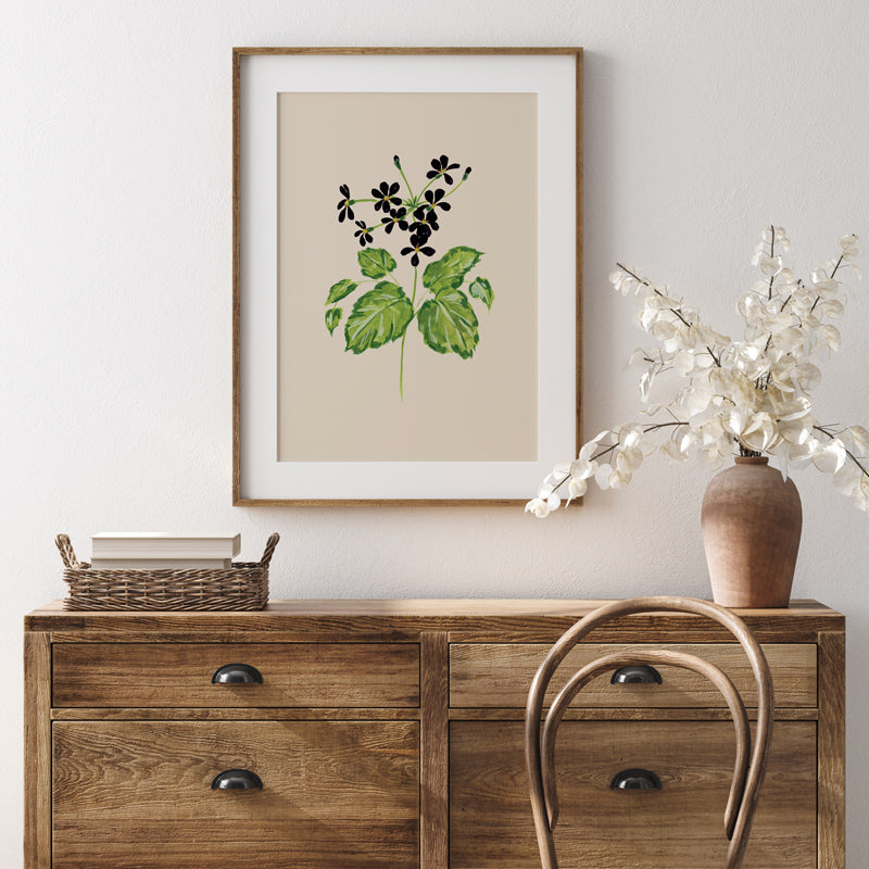 cottage perfect black wildflower wall art in a4 and a3 size