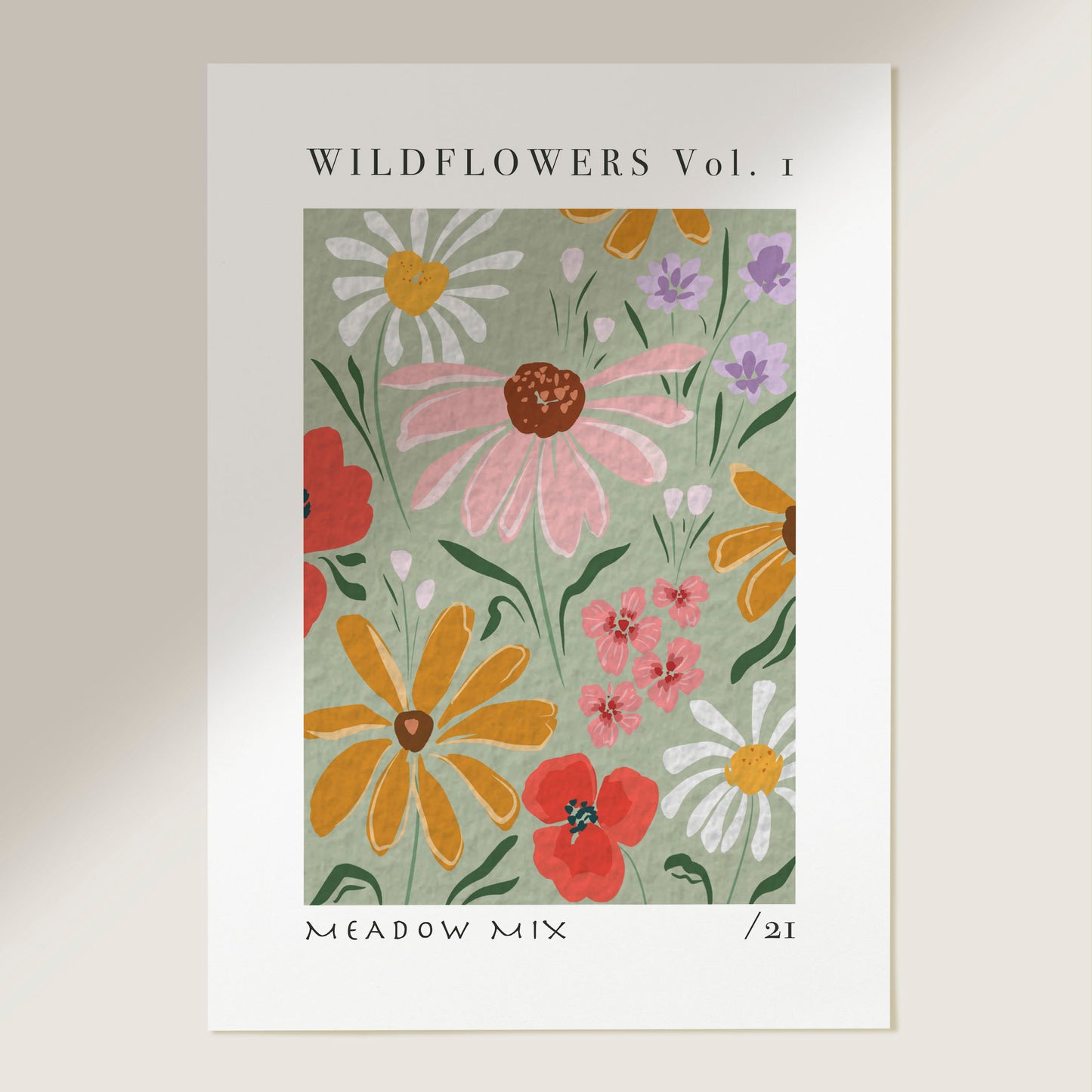 wildflower digital floral design print in A4 size 