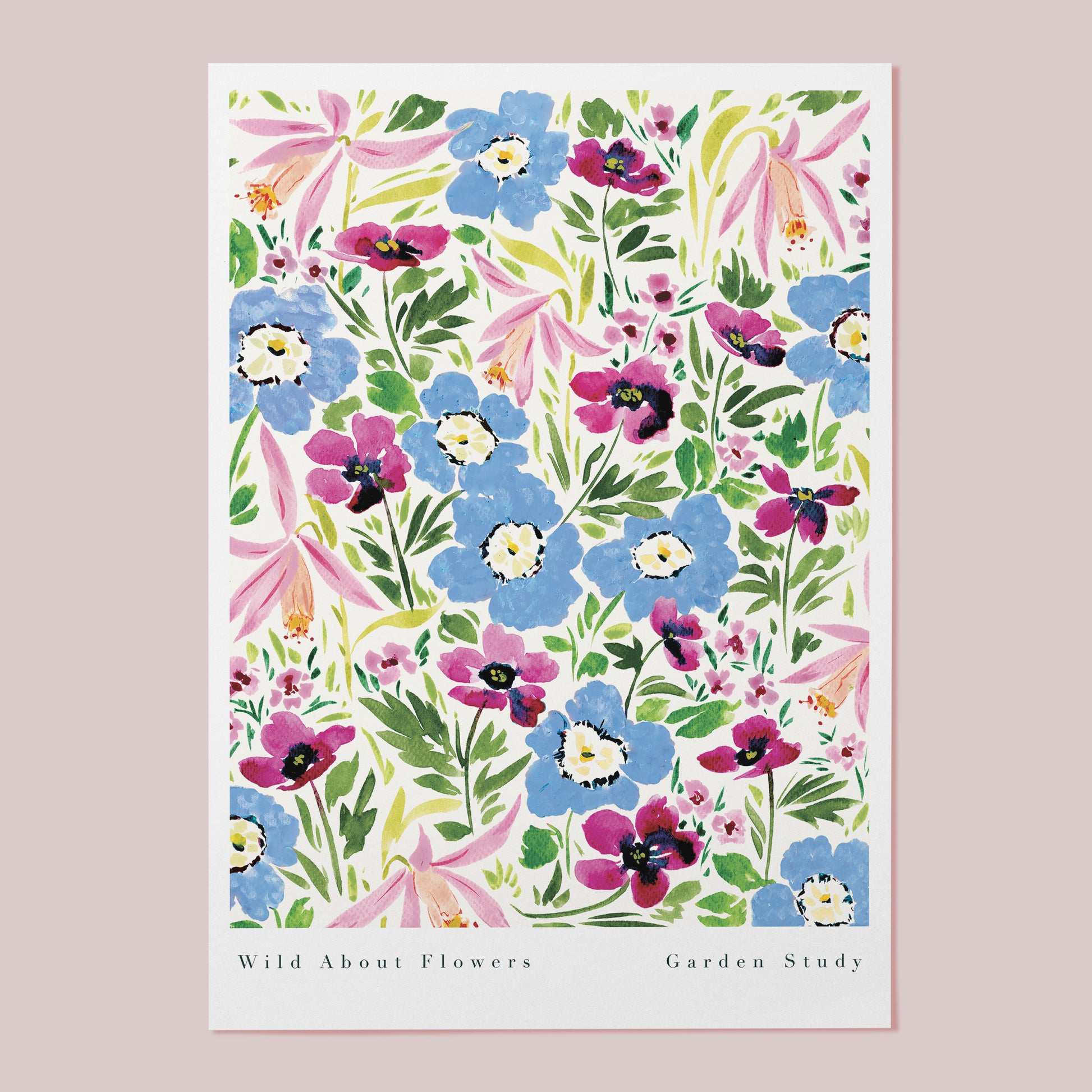 wild about flowers watercolour floral art print in a4