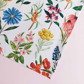 colourful mixed wildflower wrapping paper single sheets