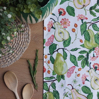 pear tree pattern with florals and pink butterflies pattern 