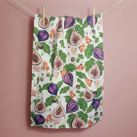 patterned fruit fig tea towel 