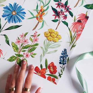 colourful mixed wildflower wrapping paper single sheets
