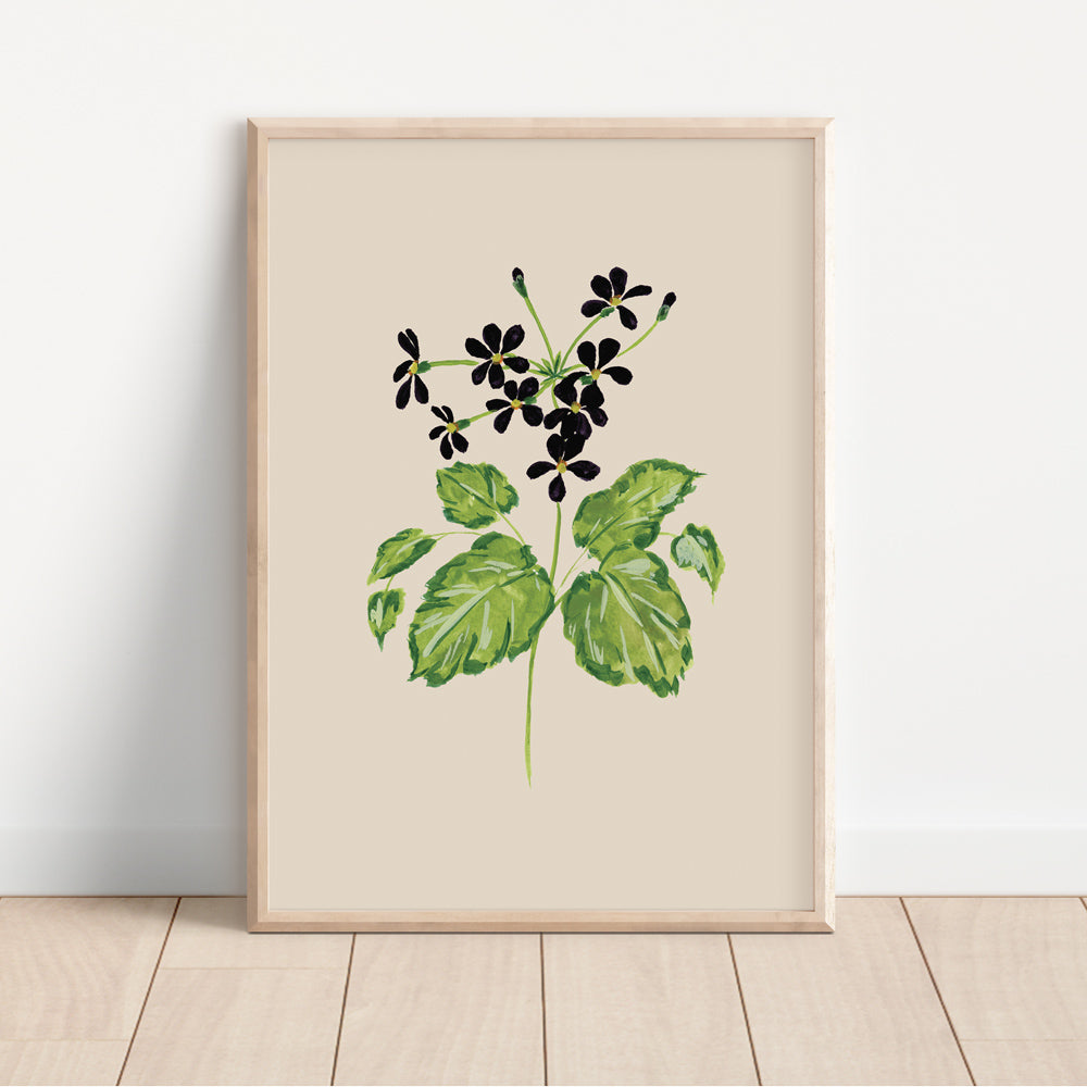 black wildflower neutral wall print for living room- dining room - bedroom - cottage 