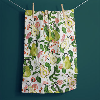 large botanical fruit pear  tea towel