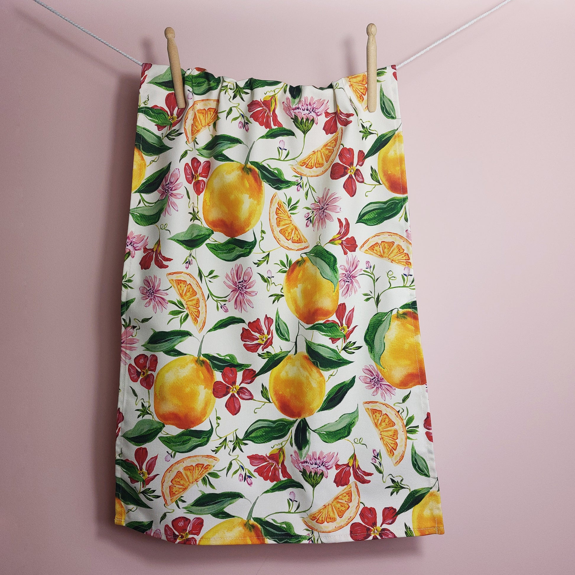 orange fruit tea towel for kitchen, baking and cooking 