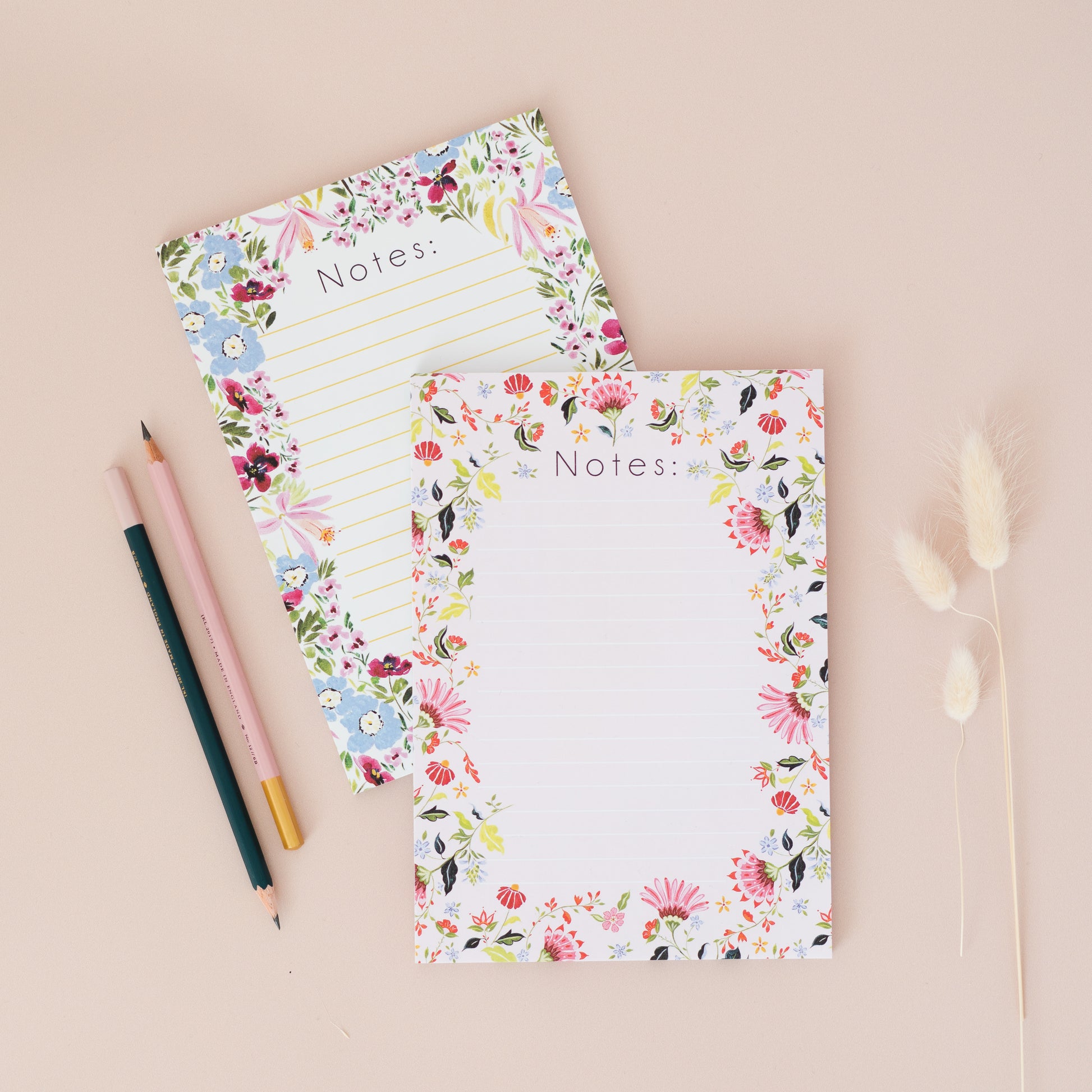 two a5 floral wildflower border notepads 