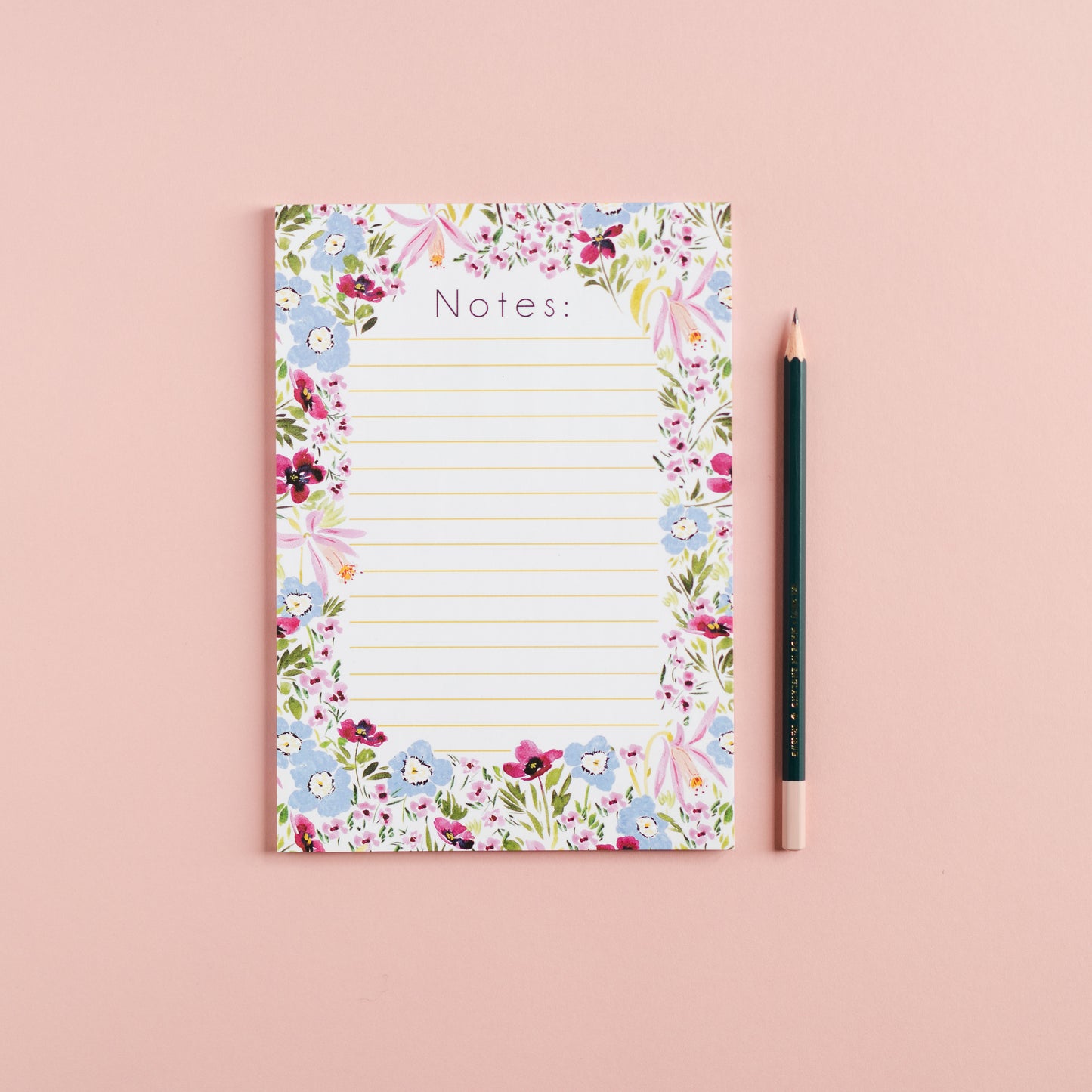 floral bordered a5 lined desk notepad with 50 pages to rip off 