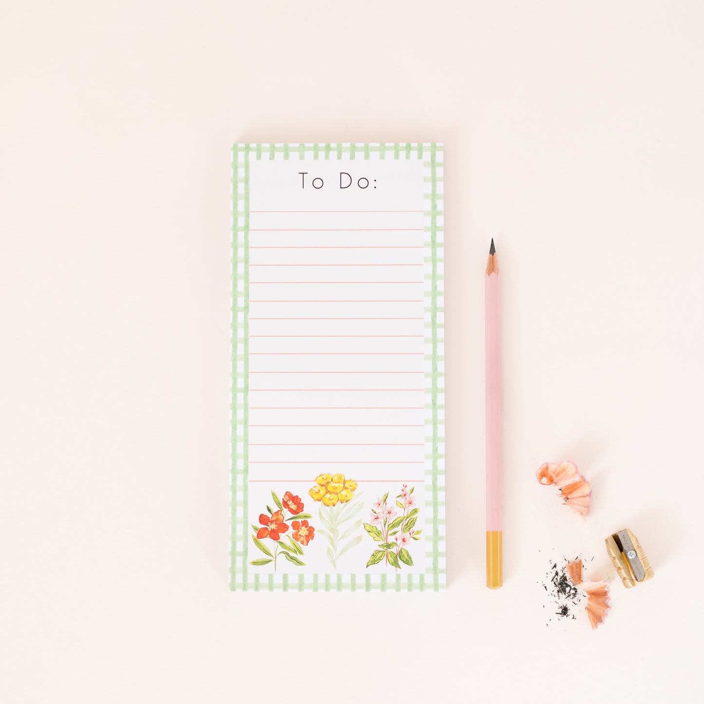 gingham green and floral to do list