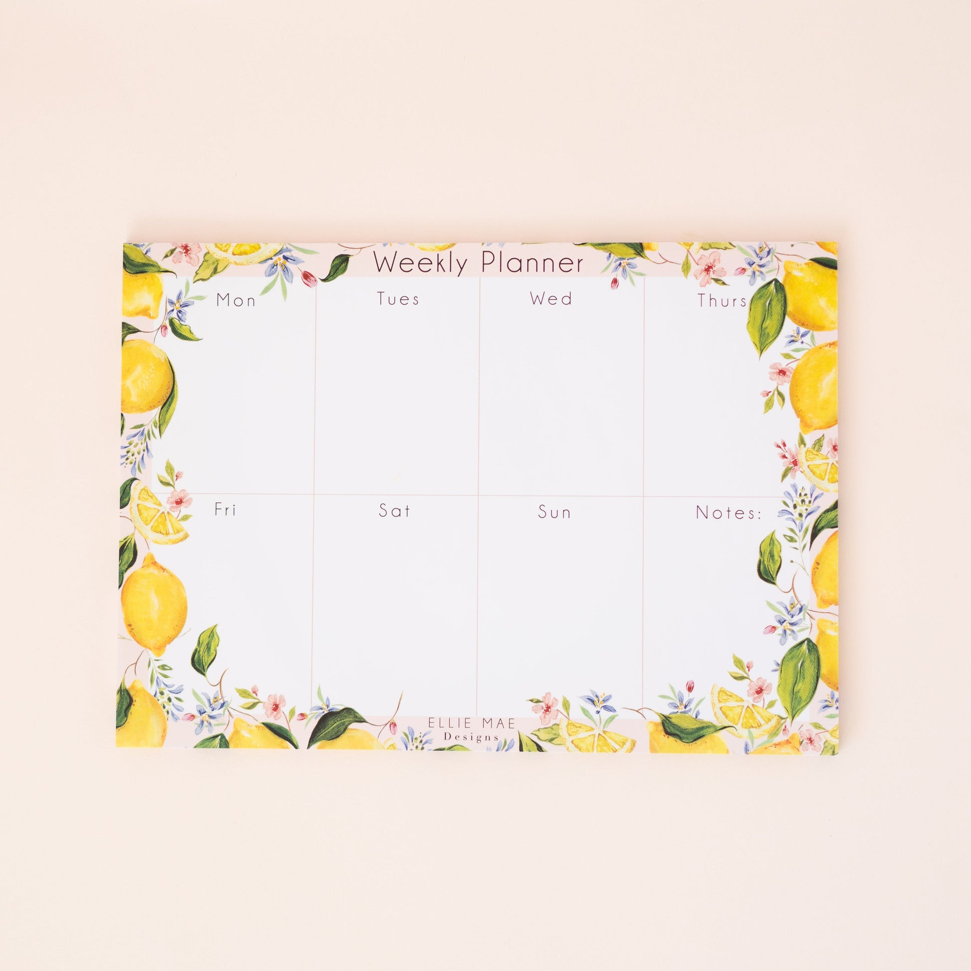 A4 lemon patterned weekly desk planner with 50 tear off pages