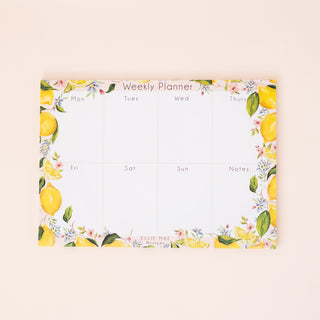 A4 lemon patterned weekly desk planner with 50 tear off pages