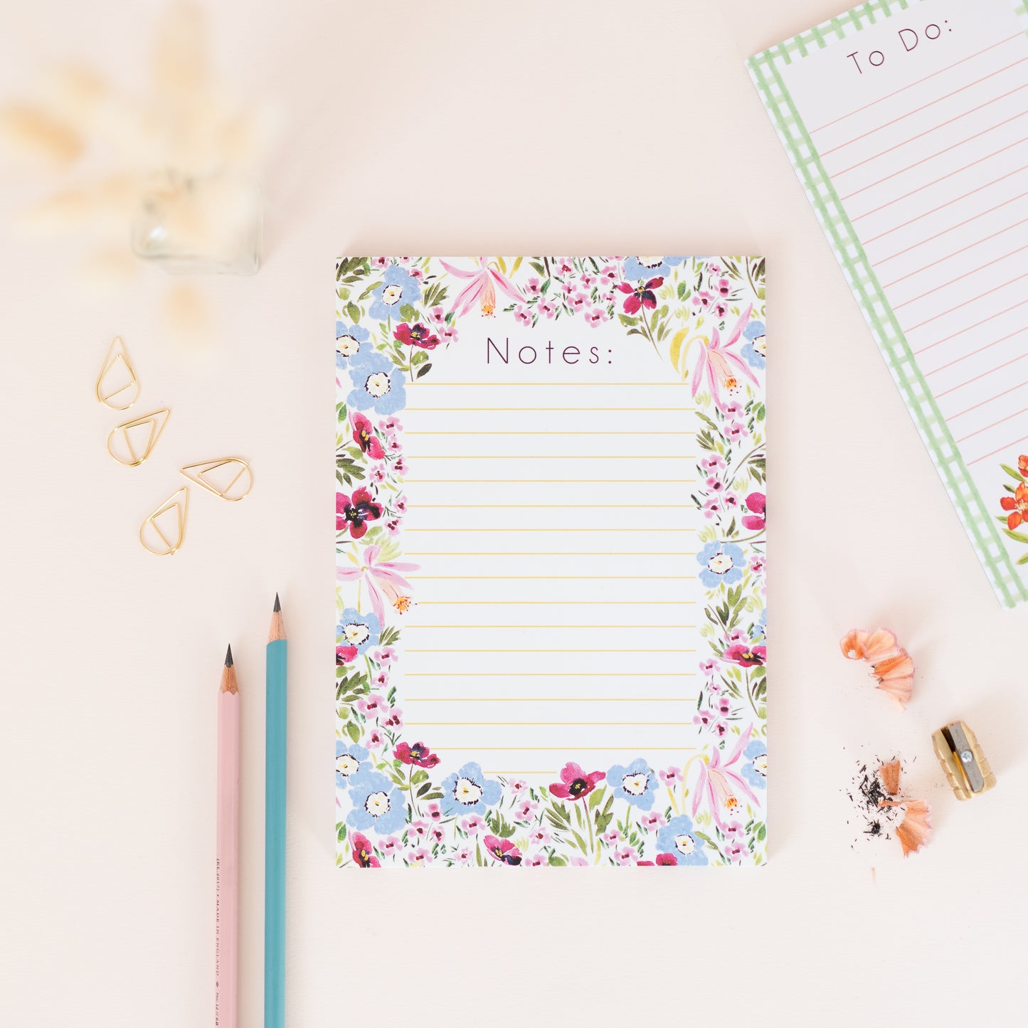 floral lined a5 desk notepad 