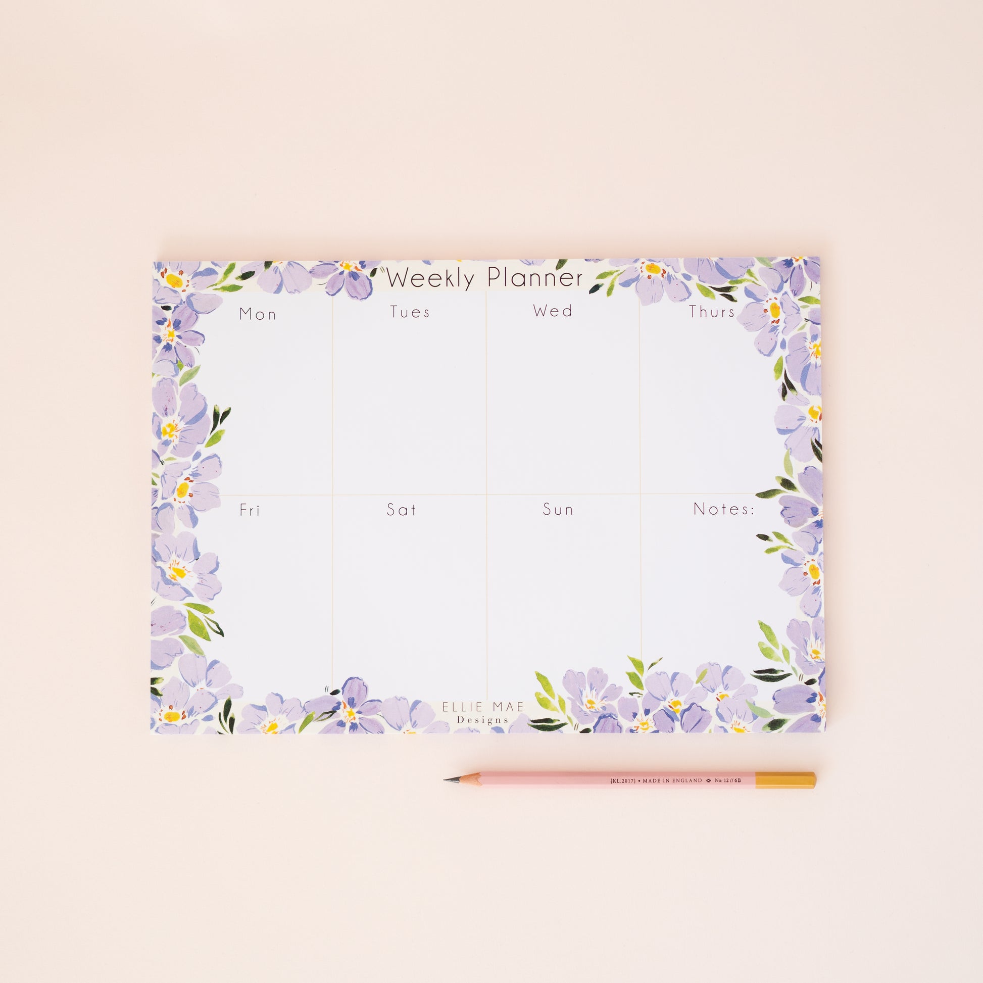 a4 lilac floral border weekly planner