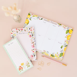 fruit and floral patterned stationery set bundle. 