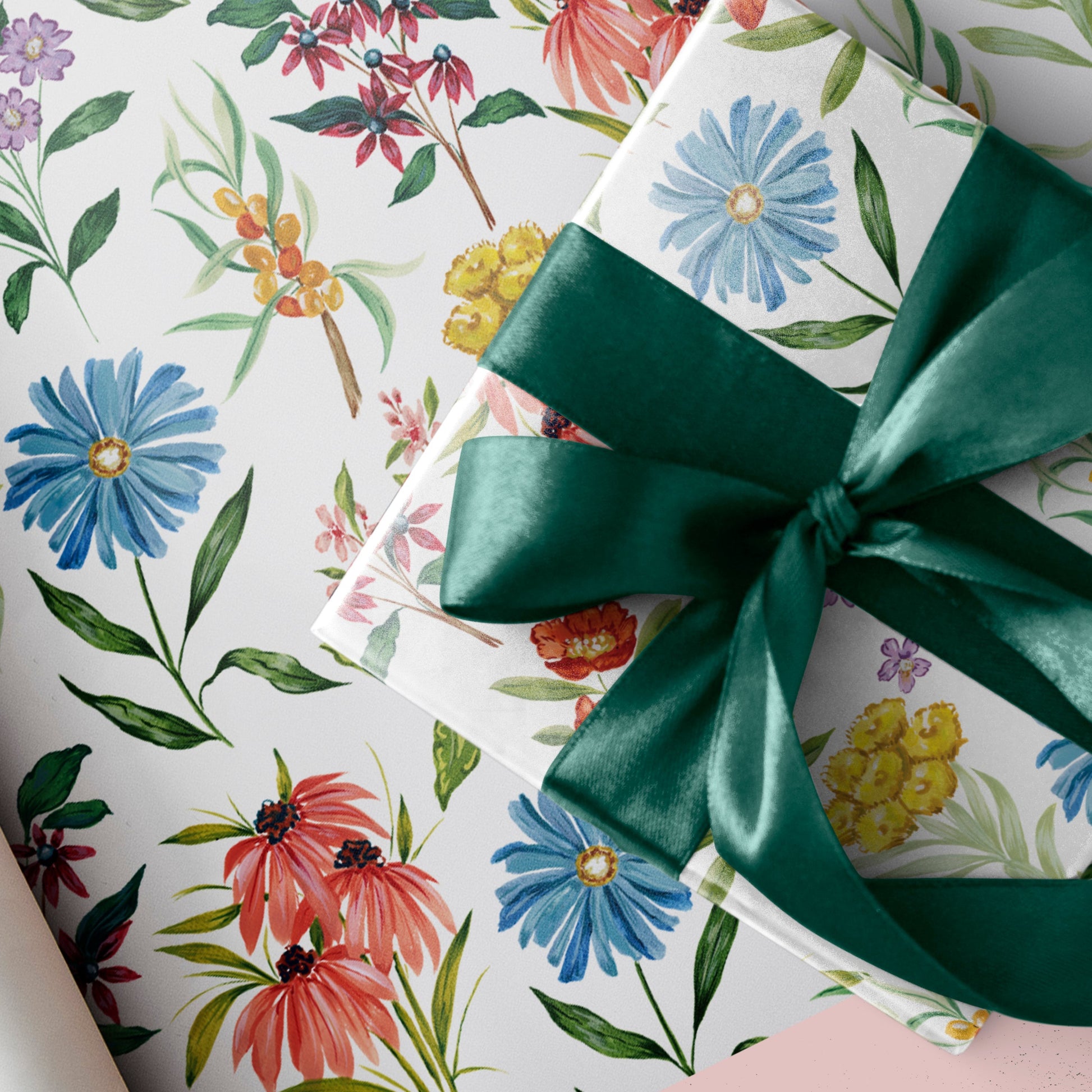 colourful mixed wildflower wrapping paper single sheets