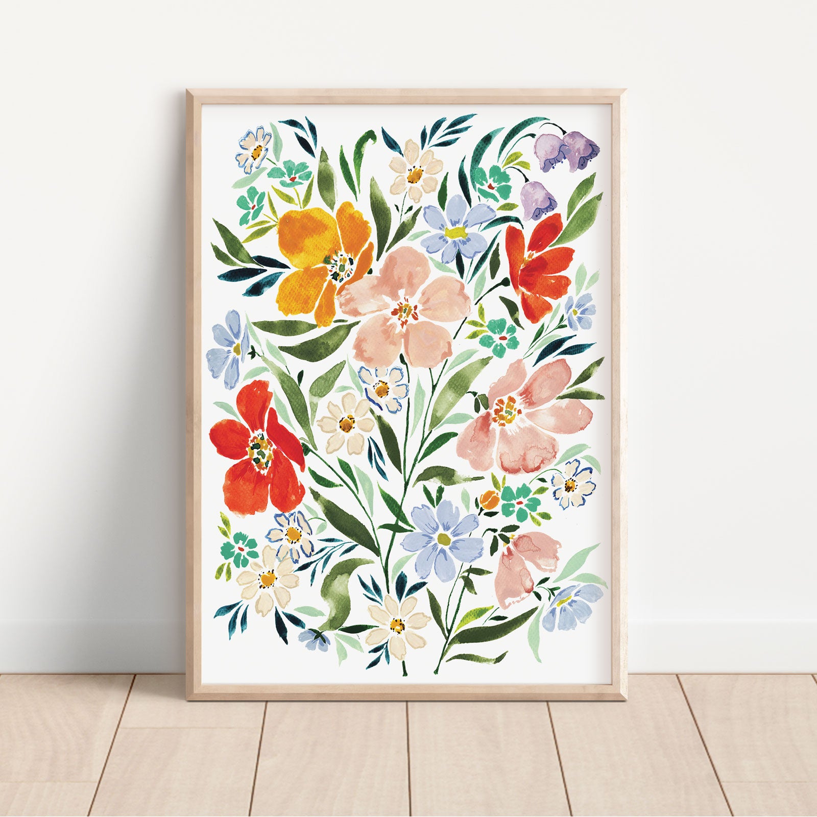 joyful florals, colourful watercolour wall art 