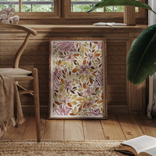 autumnal floral fern art print