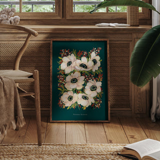 earthy autumnal floral print for living room 