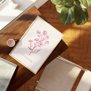 flowers make people happy wall art 