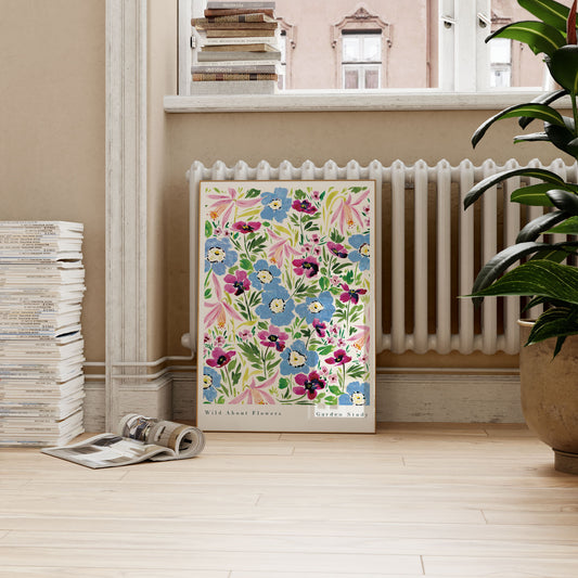 wildflower patterned wall art for living room 