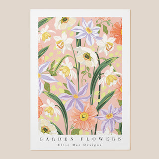 colourful digital style flower art print