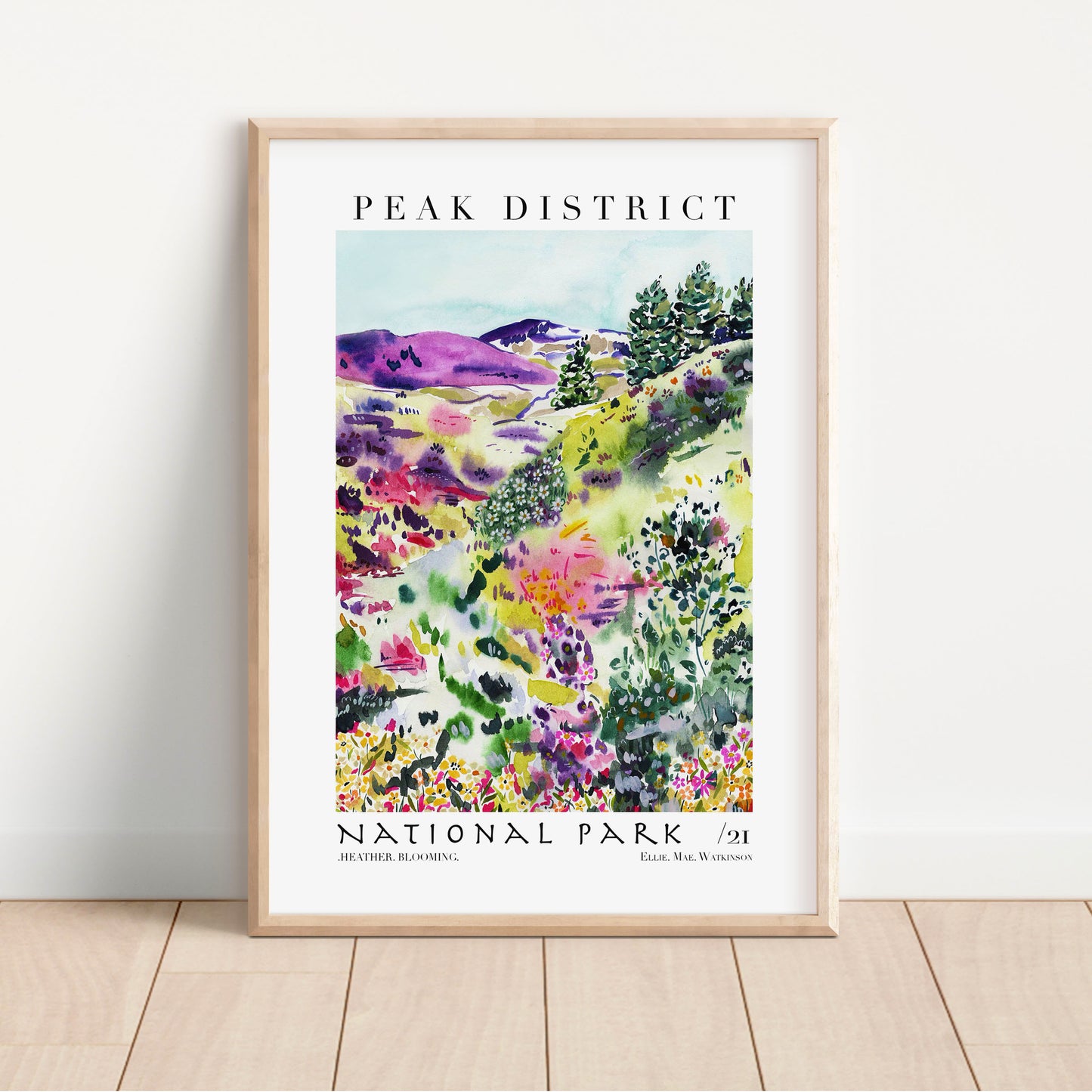 peak district watercolour abstract landscape art print 