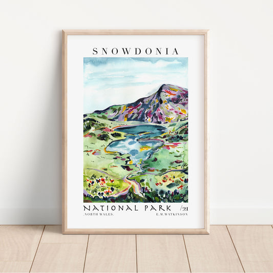 snowdonia national park abstract watercolour landscape art print 