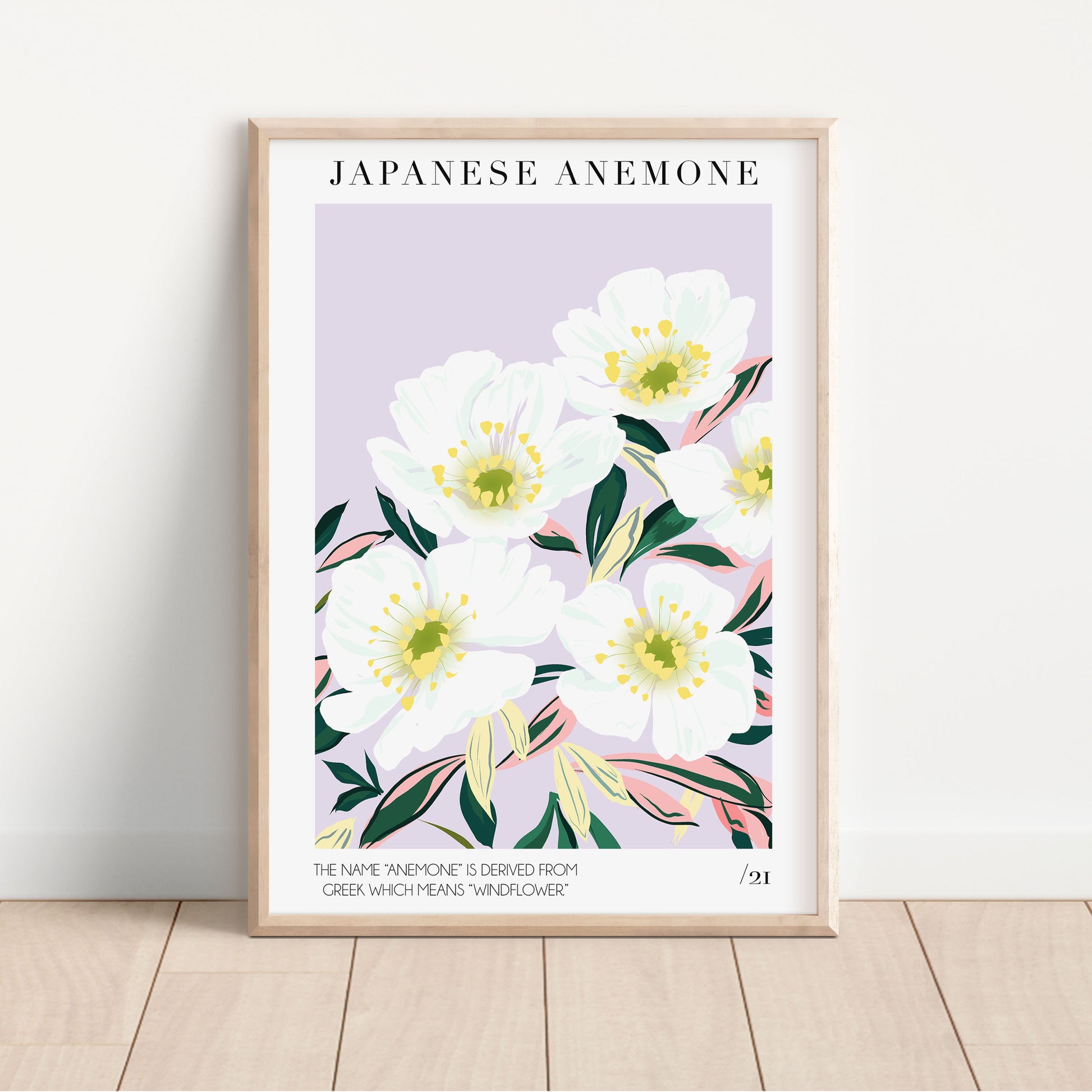 japanese anemone flower lilac art print 